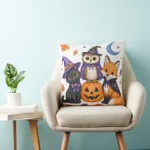 Witch Black Cat Owl Fox Pumpkin Art