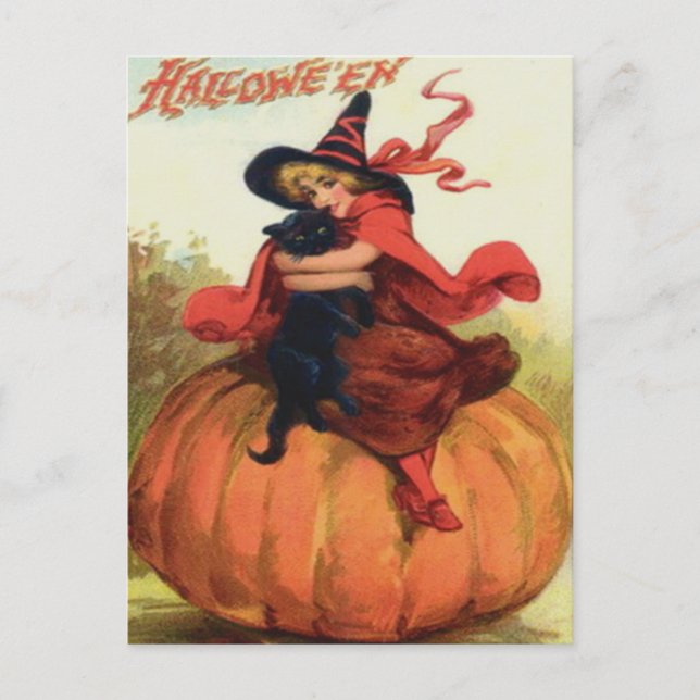 Witch & Black Cat Postcard (Front)