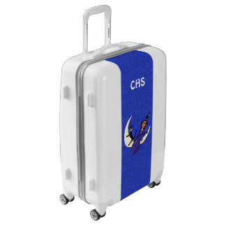 Witch Black Cat Sitting on white Crescent Moon Luggage