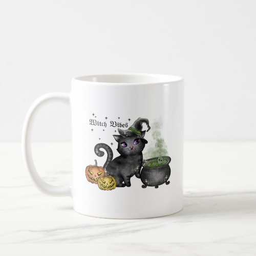 Witch Black Cat  Witch Vibes  Coffee Mug
