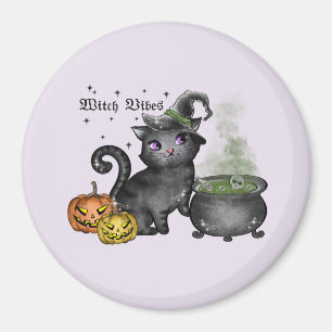 Witch Black Cat Witch Vibes Magnet