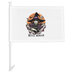 Witch Black Cat Witchy Magic Vintage Halloween Wom Car Flag