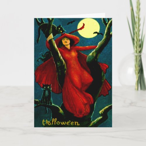 Witch  Black Cats Card