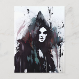 Witch Black Ink Painting Postcard