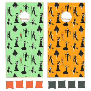 Witch Bloody Cocktail Hart Skeleton Hand Halloween Cornhole Set