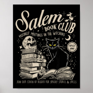 Witch Book Club Bookish Halloween Black Cat Spooky Poster