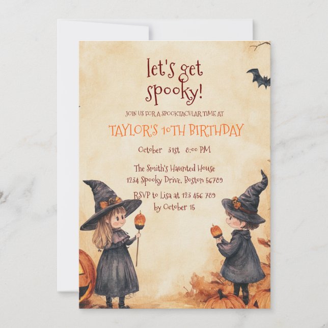 Witch Boy Girl Halloween Birthday Party  Invitation (Front)