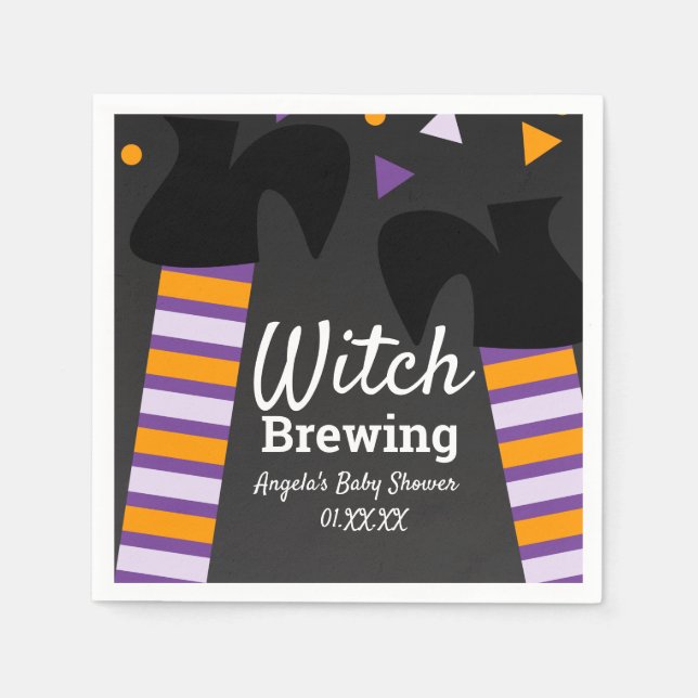 Witch Brewing Feet Halloween Baby Shower Costume Napkins (Front)