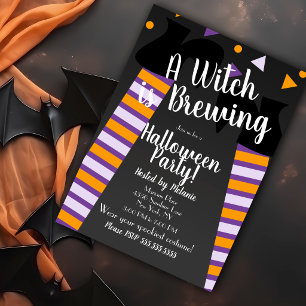 Witch Brewing Legs Halloween Party Birthday Invitation