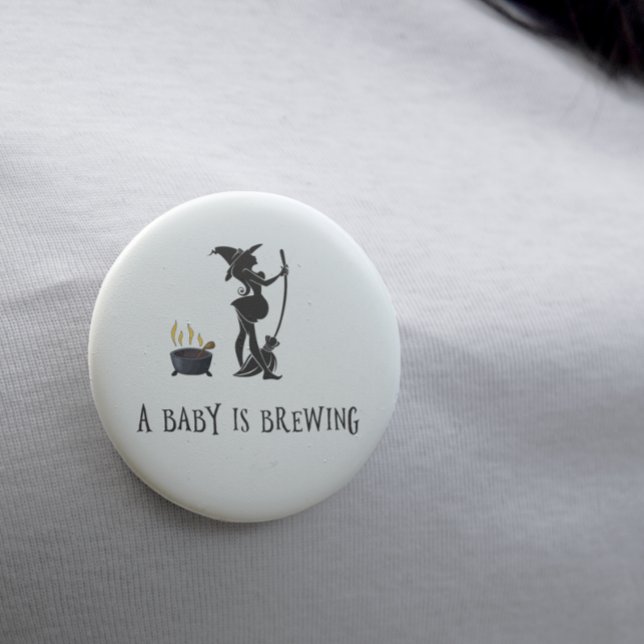Witch Brewing Pregnant Maternity Baby Shower Button (Creator Uploaded)