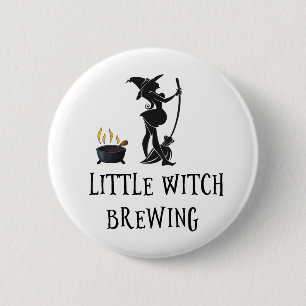 Witch Brewing Pregnant Maternity Baby Shower Button