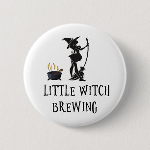 Witch Brewing Pregnant Maternity Baby Shower Button