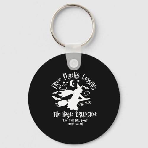 Witch Broom Broomstick Flying Lessons Halloween Keychain