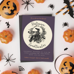 Witch Broom Halloween Spooktacular Costume Party Invitation