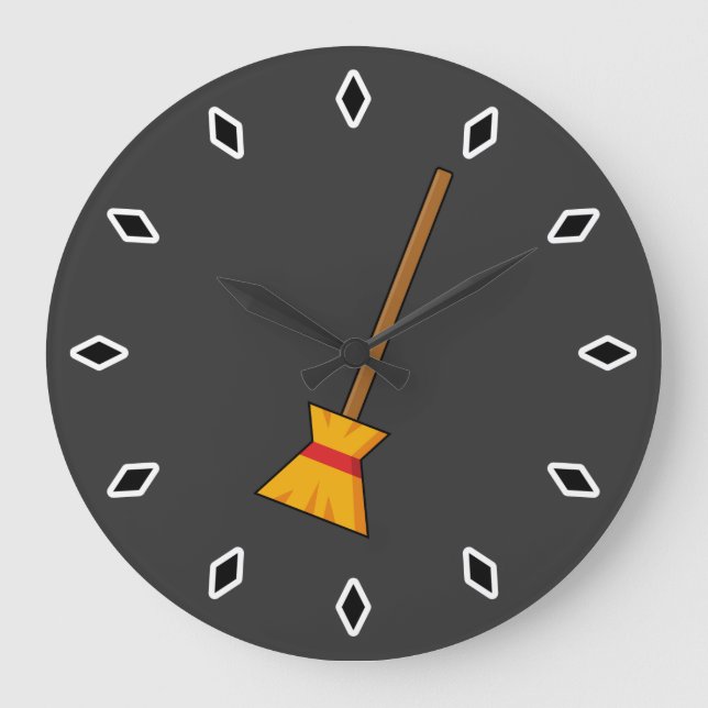 Witch Broom Large Clock (Front)