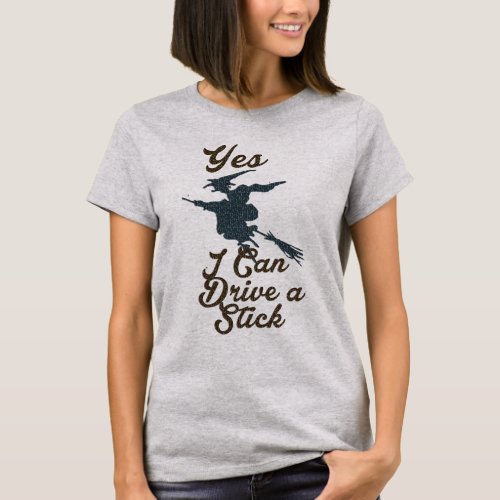 Witch Broom Stick Funny Halloween Shirt Womens