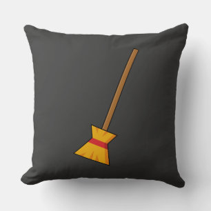 Witch Broom Throw Pillow