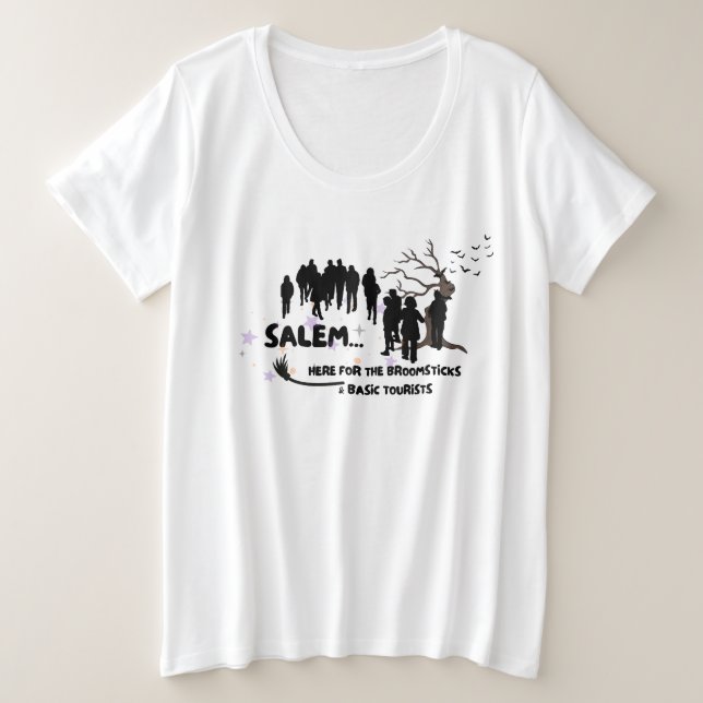 Witch Broom Visit Salem Basic Tourist Plus Size T-Shirt (Design Front)