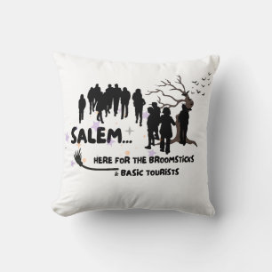 Witch Broom Visit Salem Basic Tourist Throw Pillow