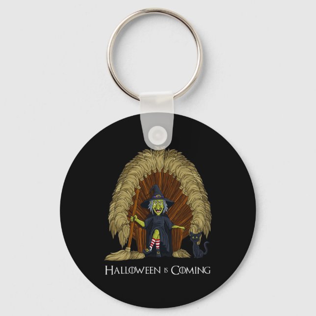 Witch Brooms Throne Fun Halloween Girls Kids  Keychain (Front)