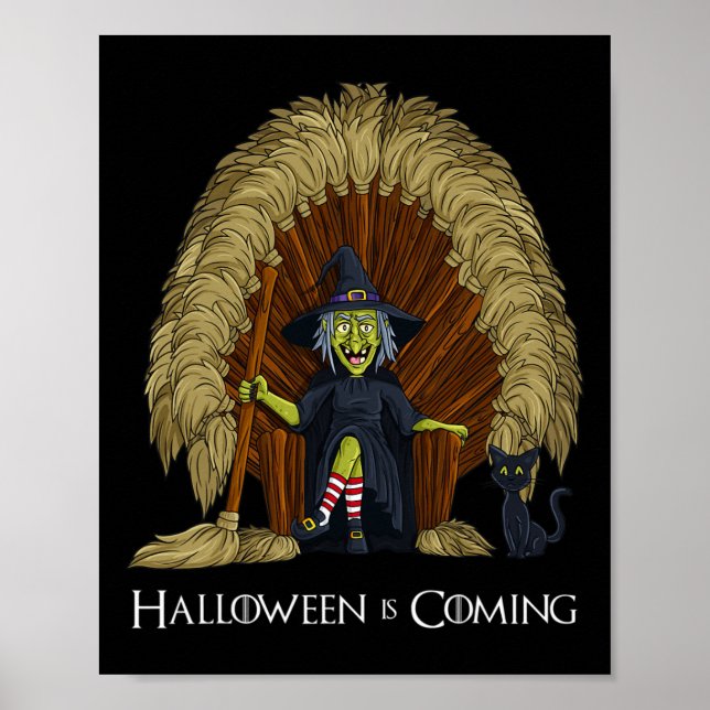 Witch Brooms Throne Fun Halloween Girls Kids  Poster (Front)