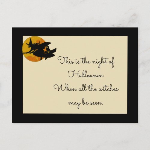 Witch Broomstick Antique Halloween October 31st Postcard