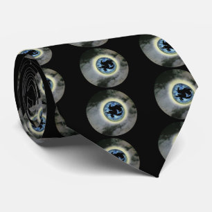 Witch Broomstick Full Moon Halloween Tie