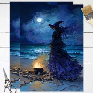 Witch by the Moonlit Sea Decoupage Tissue Paper