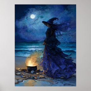 Witch by the Moonlit Sea Poster
