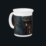 witch castle beverage pitcher<br><div class="desc">A crooked witch's castle with jack-o'-lanterns lit in the dark. The best choice for Halloween</div>