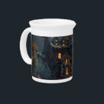 witch castle beverage pitcher<br><div class="desc">A crooked witch's castle with jack-o'-lanterns lit in the dark. The best choice for Halloween</div>