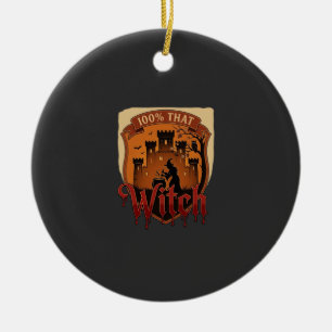 Witch Castle Cauldron Owl Bats_1 Ceramic Ornament