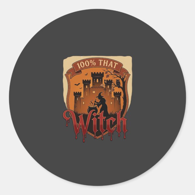 Witch Castle Cauldron Owl Bats_1 Classic Round Sticker (Front)
