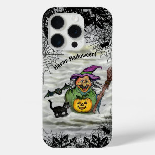 Witch , Cat , Bat and Pumpkin , Happy Halloween ! iPhone 15 Pro Case