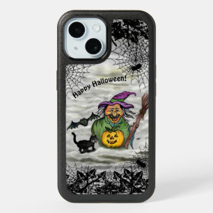 Witch , Cat , Bat and Pumpkin , Happy Halloween ! iPhone 15 Case