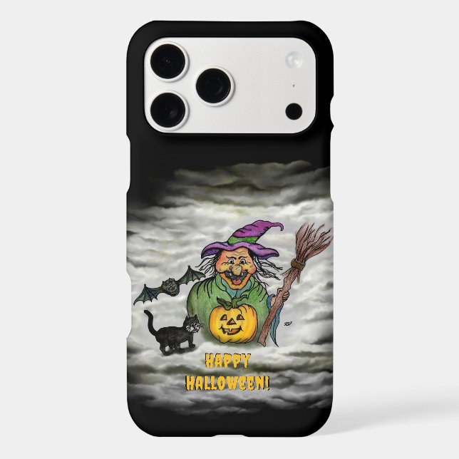 Witch , Cat , Bat and Pumpkin , Happy Halloween ! iPhone Case (Back)