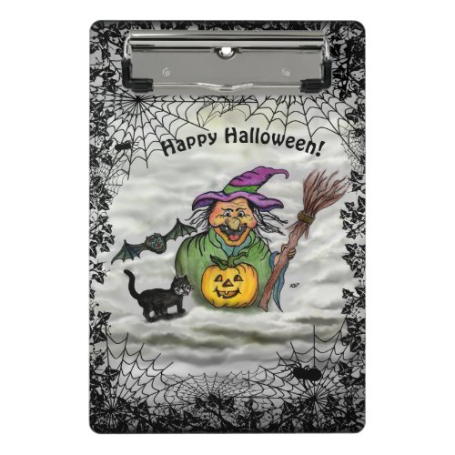 Witch  Cat  Bat and Pumpkin  Happy Halloween  Mini Clipboard