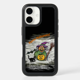 Witch , Cat , Bat and Pumpkin , Happy Halloween ! iPhone 16 Case