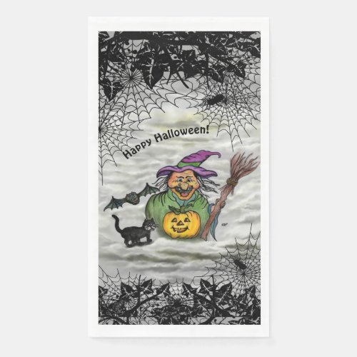 Witch  Cat  Bat and Pumpkin  Happy Halloween  Paper Guest Towels