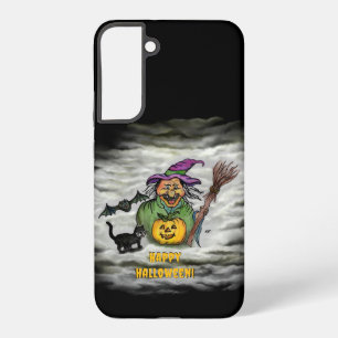 Witch , Cat , Bat and Pumpkin , Happy Halloween ! Samsung Galaxy S22+ Case