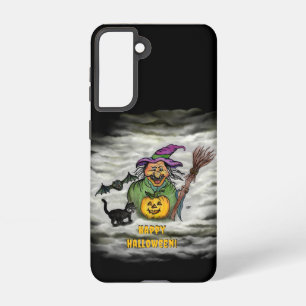 Witch , Cat , Bat and Pumpkin , Happy Halloween ! Samsung Galaxy S21 Case