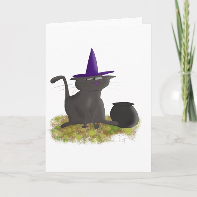 Witch Cat Blank Card (Front)