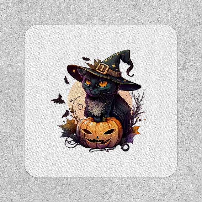 Witch Cat for Halloween  Patch (Front)