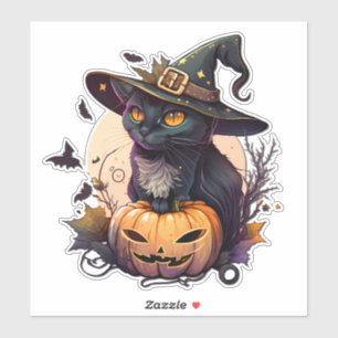 Witch Cat for Halloween Sticker