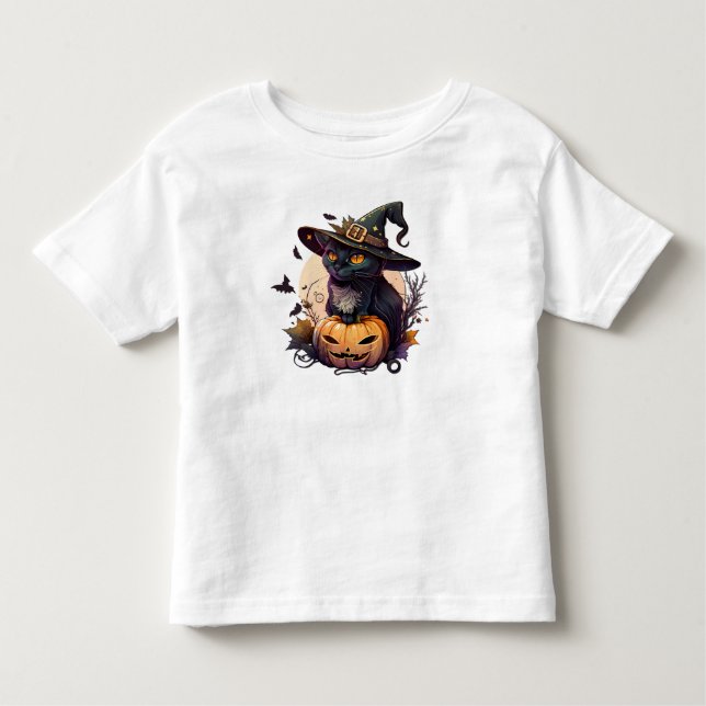 Witch Cat for Halloween  Toddler T-shirt (Front)