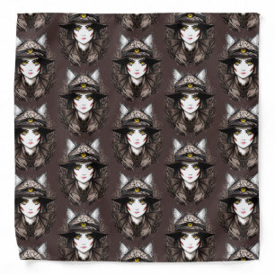 Witch Cat Halloween Creepy Cute Portrait Bandana