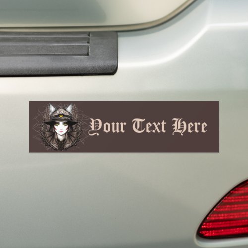 Witch Cat Halloween Creepy Cute Portrait Bumper Sticker