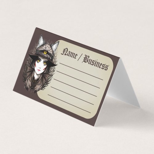 Witch Cat Halloween Creepy Cute Portrait Business Card