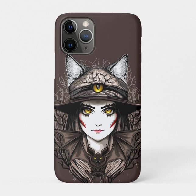 Witch Cat Halloween Creepy Cute Portrait Case-Mate iPhone Case (Back)