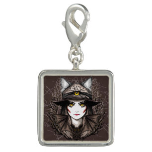 Witch Cat Halloween Creepy Cute Portrait Charm